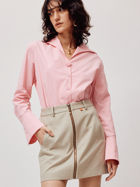 LIYIHAN云荷语丨25春撞色一片式拉链半裙休闲松紧半裙潮流