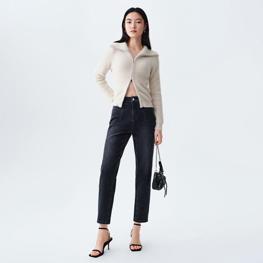 simplepieces秋冬款SPS牛仔小个子保暖加绒高腰磨毛九分蜡笔裤女 商品图2