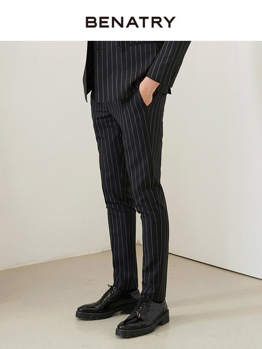 贝纳川竖条纹通勤男士西裤100026034402 商品图3