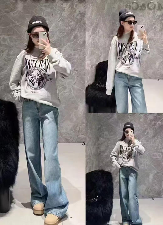 【2月14日  上午12:00 秒杀】情人节快乐 配色版型绝杀款 MO家 新年春款 复古美式 【喜上眉梢】植绒 毛圈卫衣 3色 商品图8