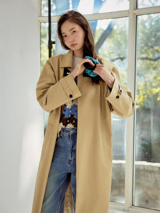 【现货】Even Vintage|archroma三防工艺长绒棉 无扣式皮扣翻领一片式风衣 商品图3