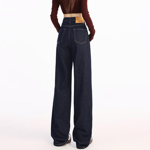 罗蒙春季女式牛仔裤高腰直筒显瘦牛仔裤女士休闲百搭棉质长裤 商品图4