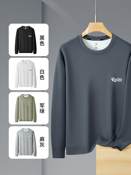 【新款DX】大依优型大码圆领卫衣长袖300斤加肥加大休闲运动上衣男打底衫胖子男士 商品图3