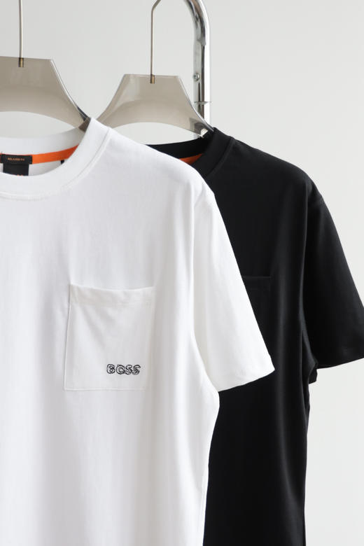 H.B 口袋字母刺绣 宽松圆领短袖T恤 TX373 商品图3