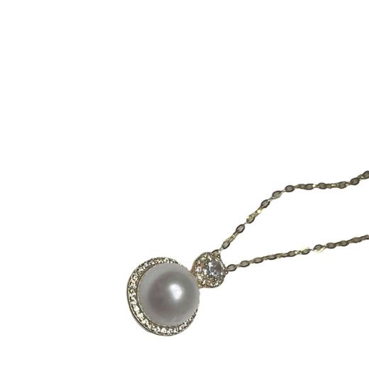 纯银大鸽子蛋诸暨天然强光扁圆淡水珍珠满钻轻奢小众S925银项链！ 商品图4