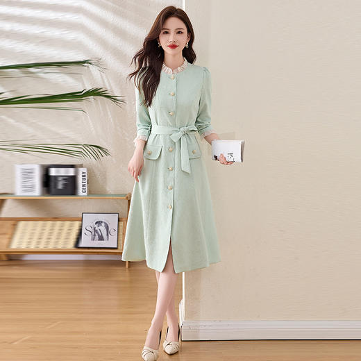 HR-LSNY2552女式春季新款连衣裙2025长袖法式优雅气质显瘦中长款修身显瘦裙子 商品图1