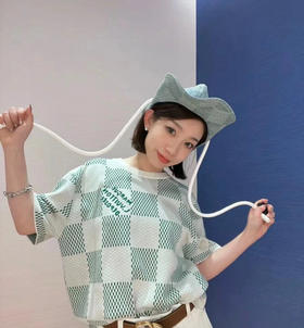 LOUIS VUITTON 绿棋盘格提花短袖t恤