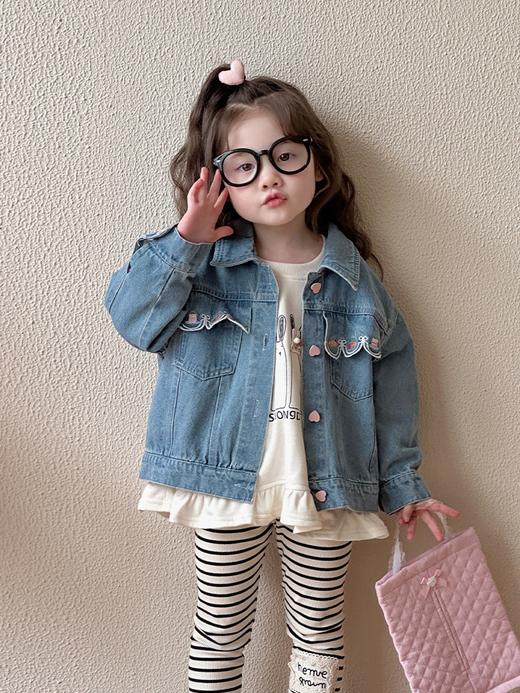 【穿着舒适，贴身合体，无拘谨感】女童牛仔外套 春秋季2025新款 儿童韩版上衣 小女孩洋气衣服 宝宝春装-QQ 商品图4