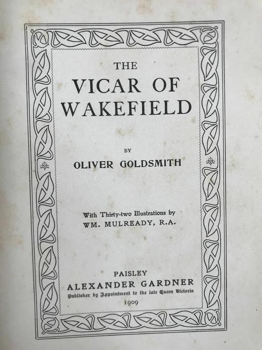1909年 戈德史密斯《威克菲尔德牧师》 32幅插图 漆布精装32开 商品图2