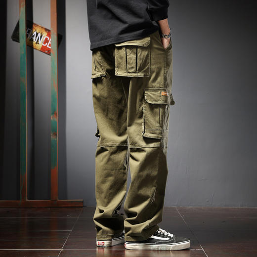 【纯棉】【DYG】大依优型大码男装新款工装休闲裤男日系垂感直筒裤男潮牌运动多口袋工装裤男装 商品图2