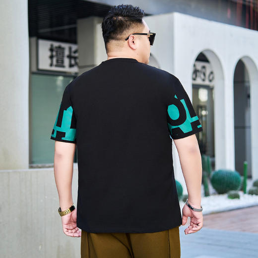 【纯棉】【DYG】大依优型大码男装短袖t恤潮流字母印花男士宽松弹力T恤男肥佬装夏季新款上衣 商品图2