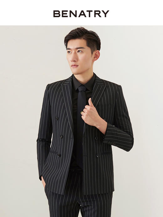 贝纳川竖条纹羊毛男士通勤西服100025034402 商品图2