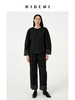 HIDEMI 黑色极简设计圆领翻边袖口拼接廓形大口袋休闲上衣套装 上衣/格纹卷边西裤 商品缩略图2