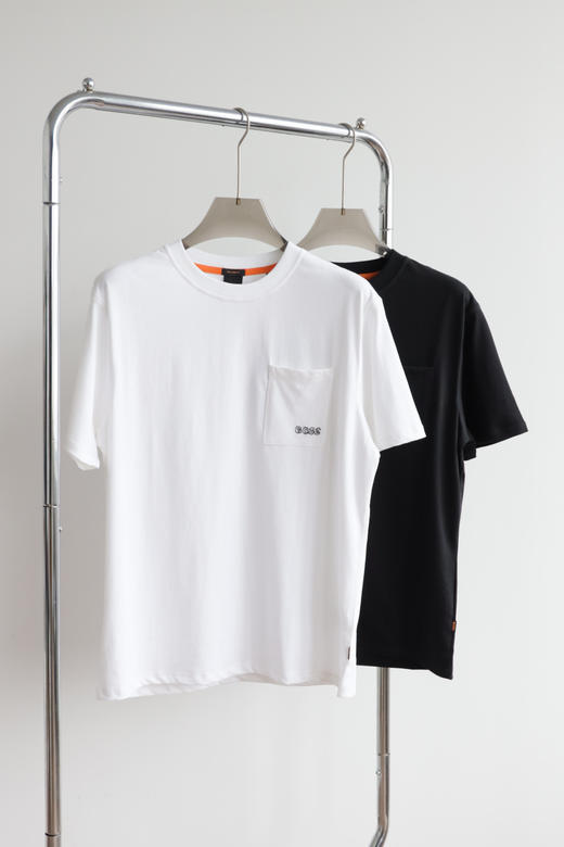 H.B 口袋字母刺绣 宽松圆领短袖T恤 TX373 商品图2