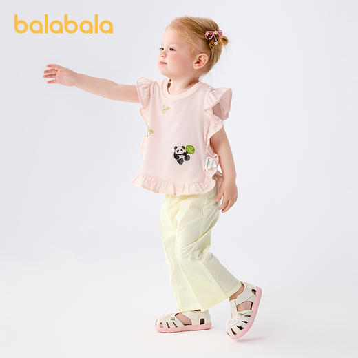 巴拉巴拉宝宝短袖套装夏装女童衣服两件套2025新款时尚复古国风萌 商品图2