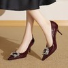 【预售5天】新款四季女鞋牛漆皮水钻时尚尖头高跟鞋显瘦浅口气质细跟单鞋ZF&25069 商品缩略图1