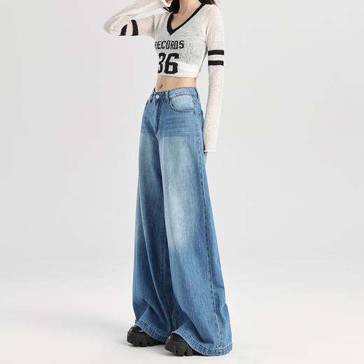 【莱赛尔面料】罗蒙春夏牛仔裤女士宽松舒适休头百搭阔腿裤女长裤子 商品图5