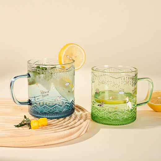 大英博物馆 盖亚·安德森猫系列 埃及花园 渐变浮雕玻璃杯 蓝色/绿色 商品图1