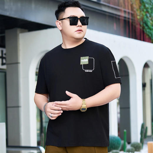 【纯棉】【DYG】大依优型大码男装圆领短袖T恤纯棉男装百搭薄款T恤男胖子半袖上衣 商品图5