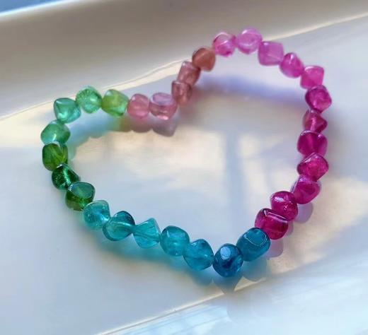 5mm-6mm单圈原矿彩虹碧玺原石手链 商品图4