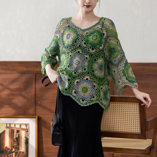 苏苏姐家春晓罩衫手工diy钩针编织羊毛段染毛线团衣服材料包 商品图2