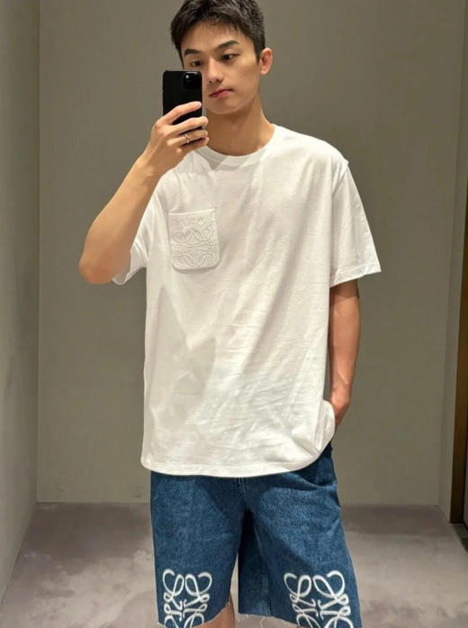 新品Loewe 基础口袋刺绣短袖T恤 商品图4