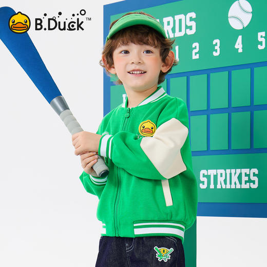 B.Duck小黄鸭童装儿童针织外套春春秋新款男童棒球服105-150 BF1607032 商品图2