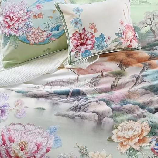 【春上新】10楼 富安娜 国绣独幅床单四件套 / 国色系列· 锦绣山河 / 加大 /绿  吊牌价6980-7980元 活动价 3999元 商品图2