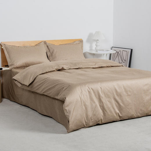 80S长绒棉贡缎四件套（咖色条纹） 商品图2