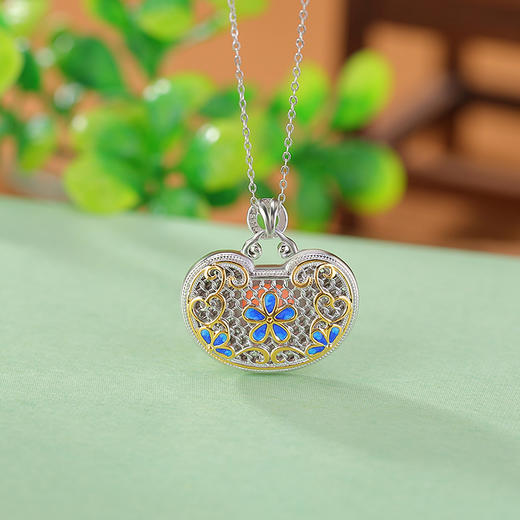 【元宝圆梦】S925银镀金水红南红和田玉碧玉吊坠【CW-DZ06698】 商品图2