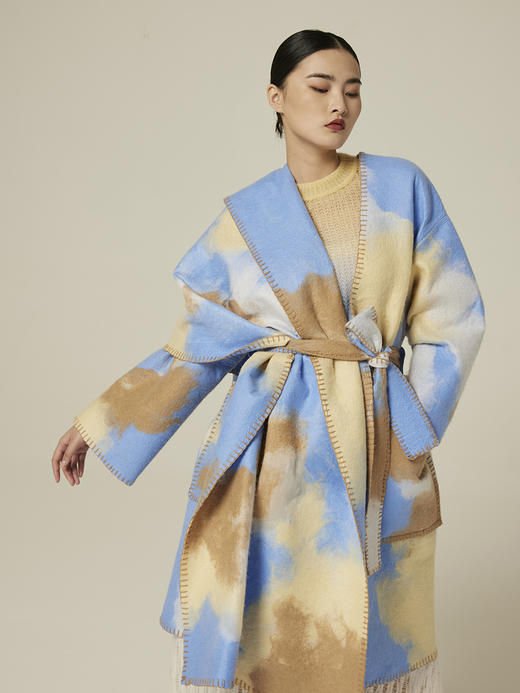 桑蚕丝羊绒手工毡围巾 SJF94P304W 商品图5