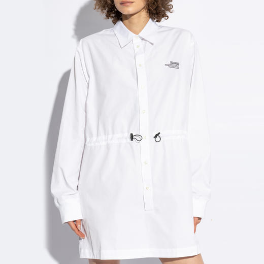 DSQUARED2 女士字母徽标印花棉质连衣裙 白色 S75CV0924 S36275 100 商品图1