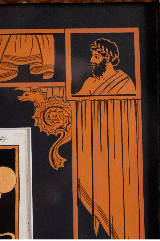 独角鹿西洋古董 18世纪德国画家约翰·海因里希·威廉·蒂施贝创作古典神话主题水彩蚀刻版画《两位女子在萨堤尔注视下沐浴》 商品图3