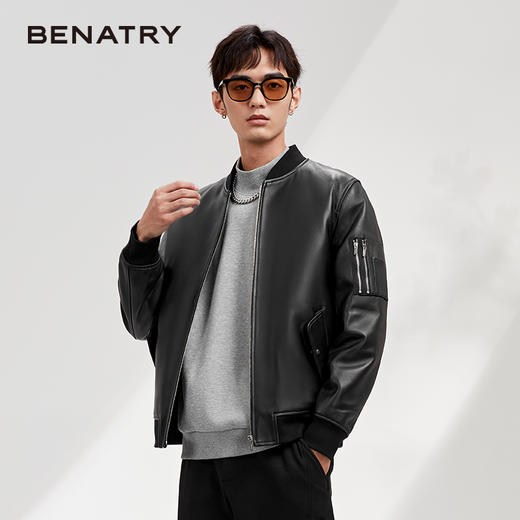 贝纳川可脱卸帽男士夹克式皮衣外套ECY407001402 商品图5