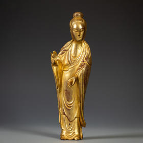 清 紫檀木漆金仕女像