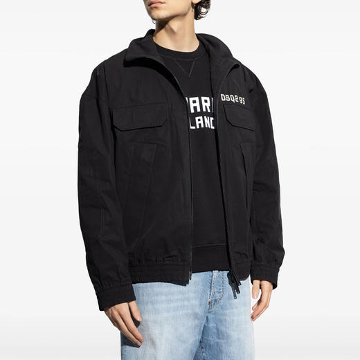 DSQUARED2 男士字母徽标印花拉链夹克外套 黑色 S74AM1565 S53578 900 商品图1