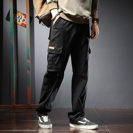 【纯棉】【DYG】大依优型大码男装新款工装休闲裤男日系垂感直筒裤男潮牌运动多口袋工装裤男装 商品图3