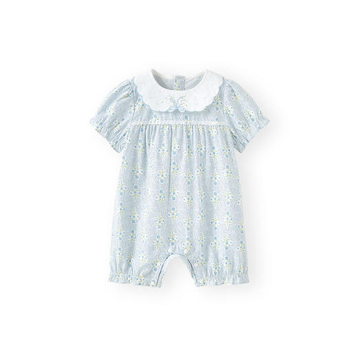 英氏婴儿衣服夏季轻薄透气女童连体衣可爱碎花爬服月亮裆2025新款 商品图4