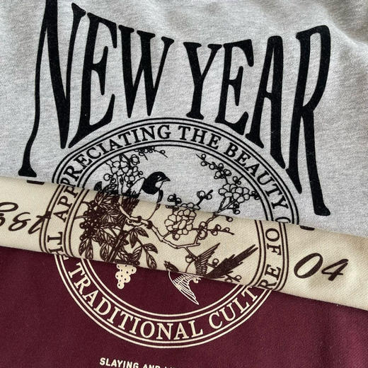 【2月14日  上午12:00 秒杀】情人节快乐 配色版型绝杀款 MO家 新年春款 复古美式 【喜上眉梢】植绒 毛圈卫衣 3色 商品图13