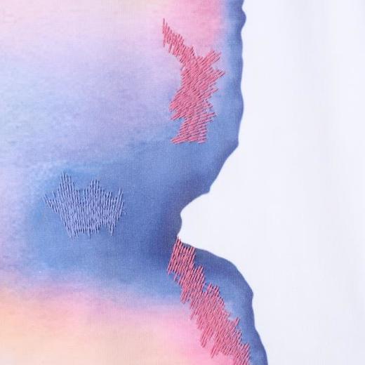 1526905春夏新款时尚个性韩版渐变撞色圆领短袖T恤小众设计感高级上衣 商品图3