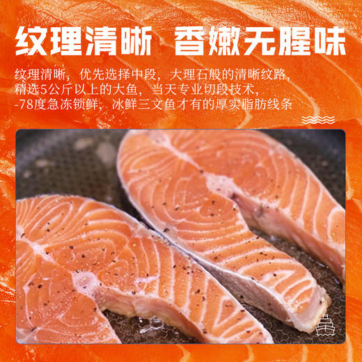 【品质甄选】海鲜大叔 智利原切三文鱼排 1kg/袋 4-6片 纹理清晰香嫩无腥味 商品图3