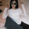 顺丰包邮洛诗琳35059春季新款进口针织纯棉简约纯色T恤女722 商品缩略图0