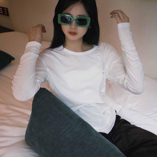 顺丰包邮洛诗琳35059春季新款进口针织纯棉简约纯色T恤女722 商品图0