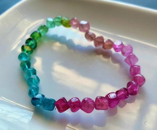 5mm-6mm单圈原矿彩虹碧玺原石手链 商品图0