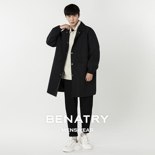 贝纳川翻领休闲男士中长款风衣ECP317001402 商品图1