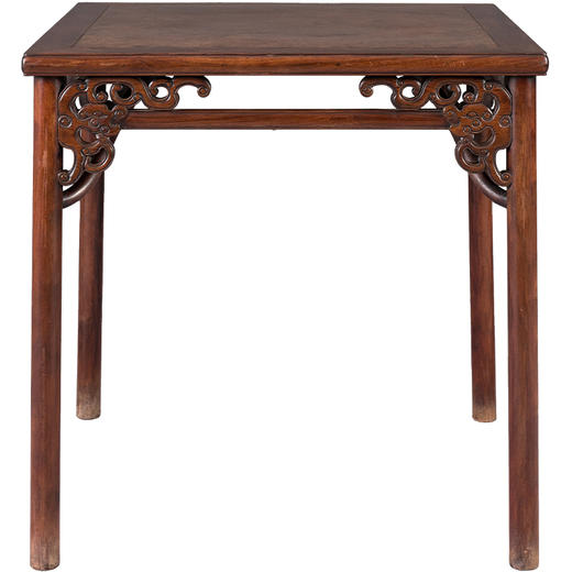 清 黄花梨镶瘿木透雕螭龙纹方桌 商品图5