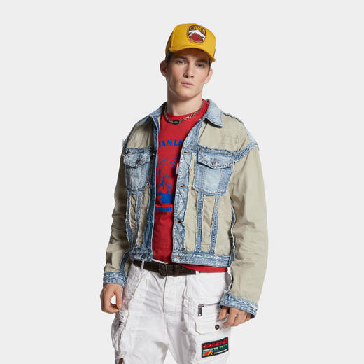 DSQUARED2 男士红色徽标标签牛仔外套 浅蓝色 S74AM1547 S30309 470 商品图1