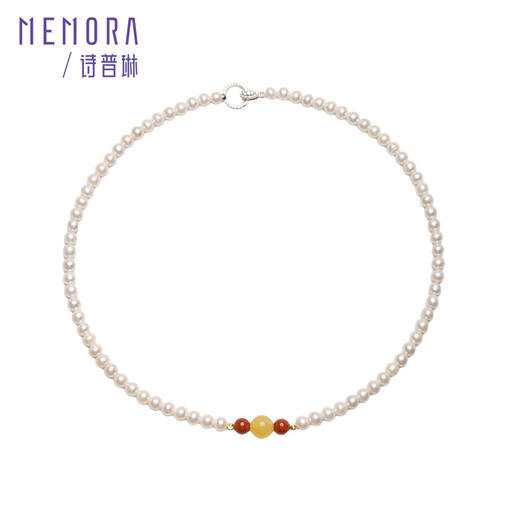 【新品首发】南红蜜蜡珍珠项链 18k金简约百搭银S925珍珠项链女士礼物MEMORA诗普琳ZNE03501（线上专供） 商品图7