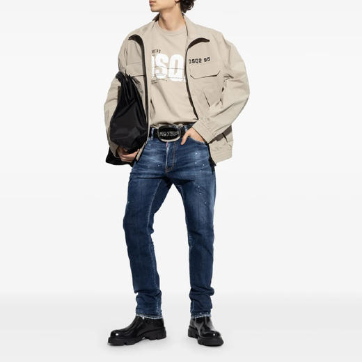 DSQUARED2 男士字母徽标印花拉链夹克外套 浅灰色 S74AM1565 S53578 800 商品图3