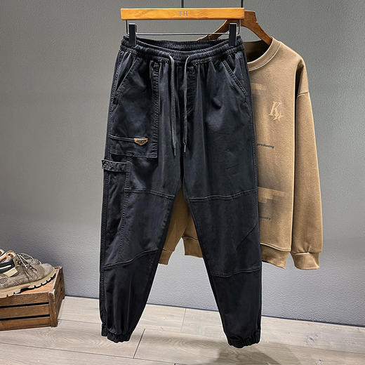 【纯棉】【DYG】大依优型大码男装抽绳松紧束脚运动休闲裤男潮牌多袋户外工装裤 商品图1